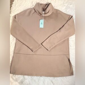 WIHOLL Taupe Mock Neck Long Sleeve Top – Size XL (NWT)